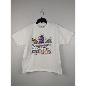 Adidas T-Shirt Trefoil Logo Graphic Tee Small White Short‎ Sleeve Casual Thick